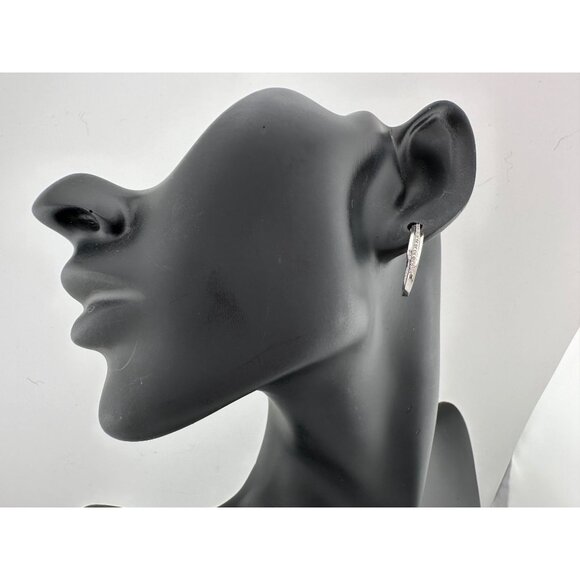 Natural Diamond Loop Hoop Earrings - Picture 3 of 15